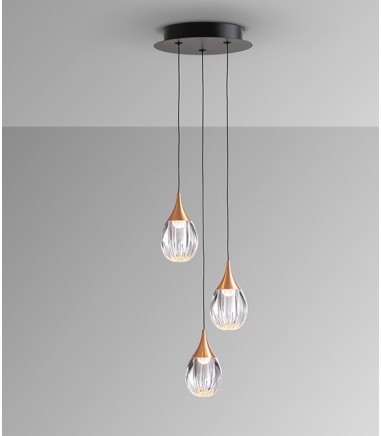 Lámpara colgante Corina 3L negro cobre - Schuller