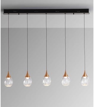 Lámpara de techo lineal Corina 5L negro cobre - Schuller 2