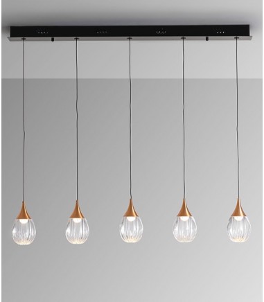 Lámpara lineal Corina 5L negro cobre - Schuller