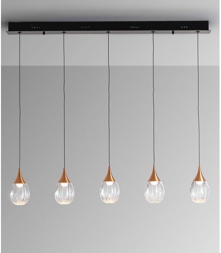 Lámpara lineal Corina 5L negro cobre - Schuller