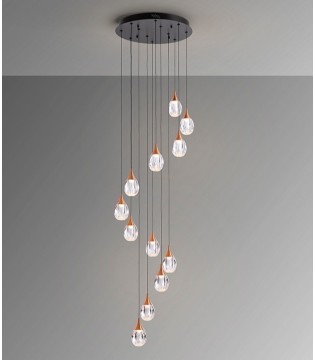 Lámpara colgante Corina 12L negro cobre - Schuller 2