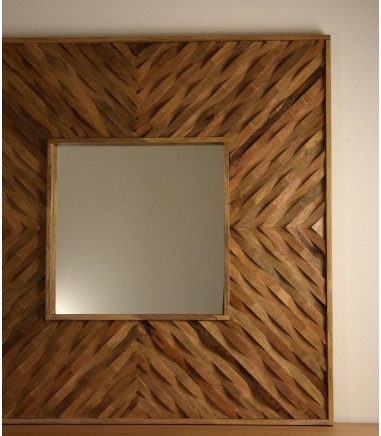 Espejo decorativo de madera cuadrado - VP Interiorismo