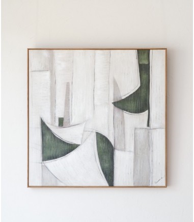 Cuadro abstracción en verde y gris N1 - VP Interiorismo