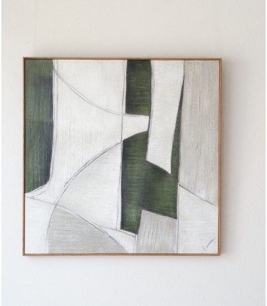 Cuadro abstracción en verde y gris N2 - VP Interiorismo