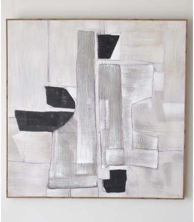 Cuadro abstracción en gris N2 con marco - VP Interiorismo