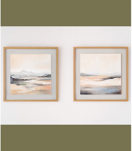 Cuadro abstracto horizonte N1 ocre gris - VP Interiorismo