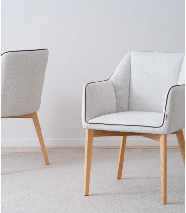 Set 2 sillas comedor brazos Milan marfil - VP Interiorismo