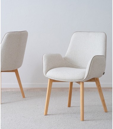 Set 2 sillas comedor brazos Tai beige - VP Interiorismo