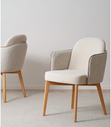 Set 2 sillas comedor con brazos Beige C - VP Interiorismo