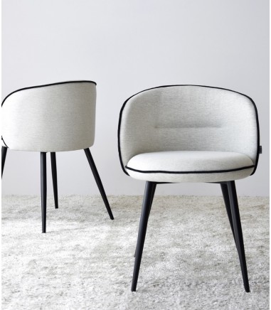 Set 2 sillas comedor beige y negro - VP Interiorismo