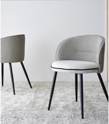 Set 2 sillas comedor patrón negro beige - VP Interiorismo