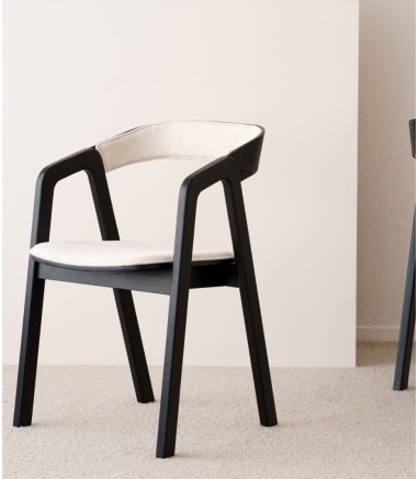 Set 2 sillas Aira madera negro beige - VP Interiorismo