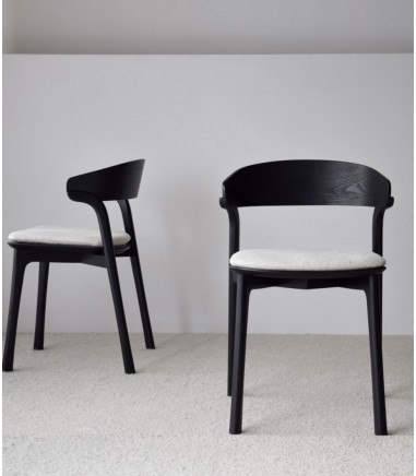 Set 2 sillas Emma madera negro beige - VP Interiorismo