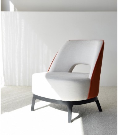 Butaca doble tapizado rojo beige - VP Interiorismo