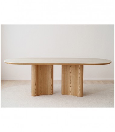 Mesa comedor curva cerámico gris fresno - VP Interiorismo