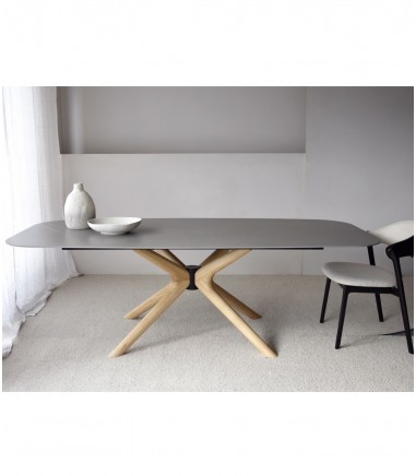 Mesa comedor piedra cerámico gris fresno - VP Interiorismo