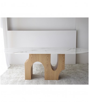 Mesa comedor Petra natural, blanco, ocre - VP Interiorismo