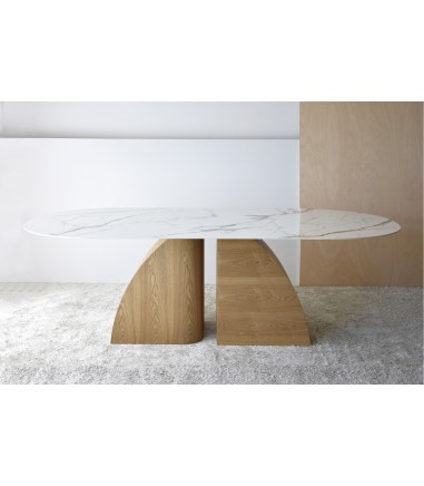 Mesa comedor Bahía natural, blanco, ocre - VP Interiorismo