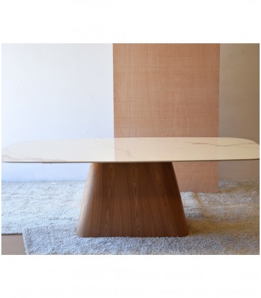 Mesa comedor cerámico base fresno mate - VP Interiorismo
