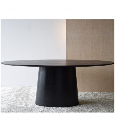 Mesa comedor oval fresno negro mate - VP Interiorismo