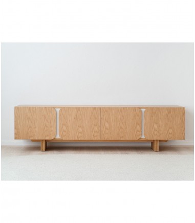Mueble TV curva roble natural, arena mate - VP Interiorismo