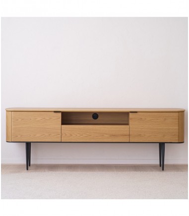 Mueble TV Neo roble y metal negro mate - VP Interiorismo