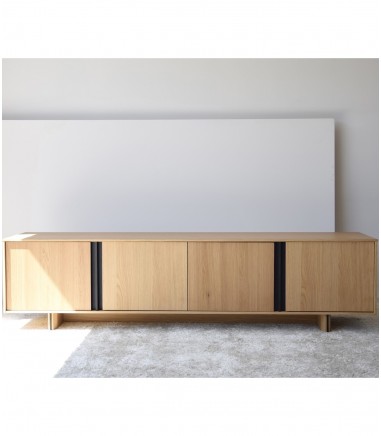Mueble TV roble natural, metal negro mate - VP Interiorismo