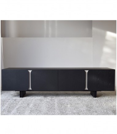 Mueble TV Curva roble negro y arena mate - VP Interiorismo