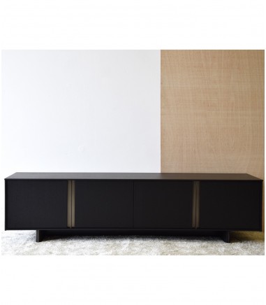 Mueble TV roble negro mate, oro viejo - VP Interiorismo