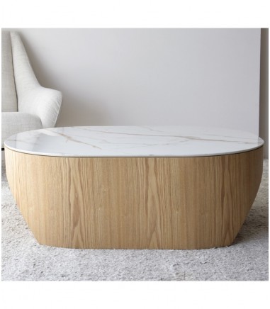 Mesa de centro Nora natural, blanco, ocre - VP Interiorismo