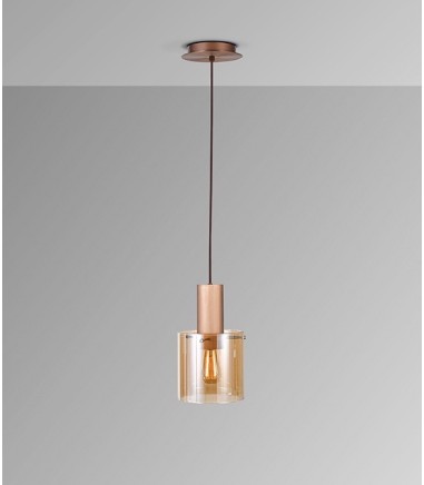 Lámpara colgante Venize 1L cobre ambar - Schuller