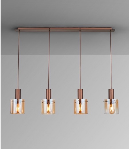 Lámpara colgante Venize 4L cobre ambar - I3