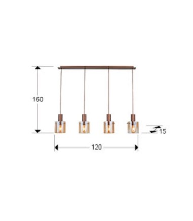 Dimensiones Lámpara colgante Venize 4L cobre ambar - I3