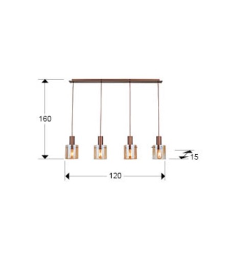 Dimensiones Lámpara colgante Venize 4L cobre ambar - I3