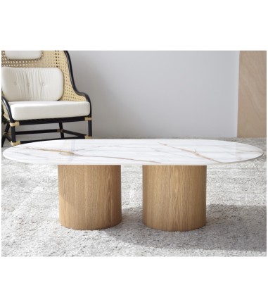Mesa de centro Bahía natural, blanco, ocre - VP Interiorismo