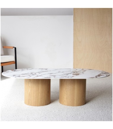 Mesa de centro Ría cerámico y fresno - VP Interiorismo