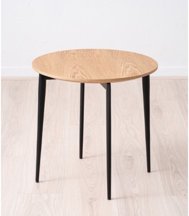 Mesa auxiliar redonda fresno natural metal - VP Interiorismo