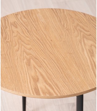 Mesa auxiliar redonda fresno natural metal - VP Interiorismo 2