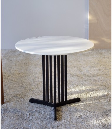 Mesa auxiliar N. 06 metal, piedra, blanco - VP Interiorismo
