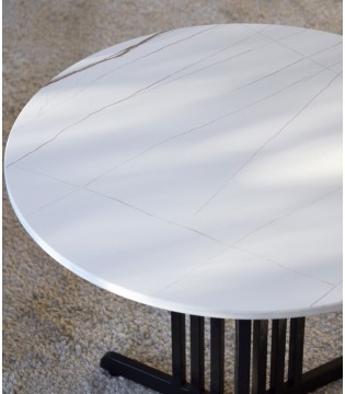 Mesa auxiliar N. 06 metal, piedra, blanco - VP Interiorismo 2