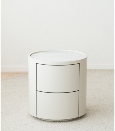 Mesa auxiliar N. 92 gris, cerámico blanco - VP Interiorismo