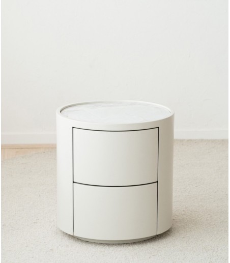 Mesa auxiliar N. 92 gris, cerámico blanco - VP Interiorismo