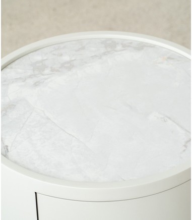 Mesa auxiliar N. 92 gris, cerámico blanco - VP Interiorismo