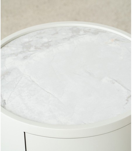 Mesa auxiliar N. 92 gris, cerámico blanco - VP Interiorismo