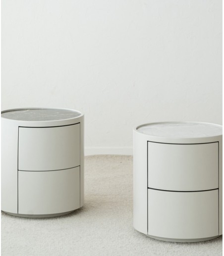 Mesa auxiliar N. 92 gris, cerámico blanco - VP Interiorismo