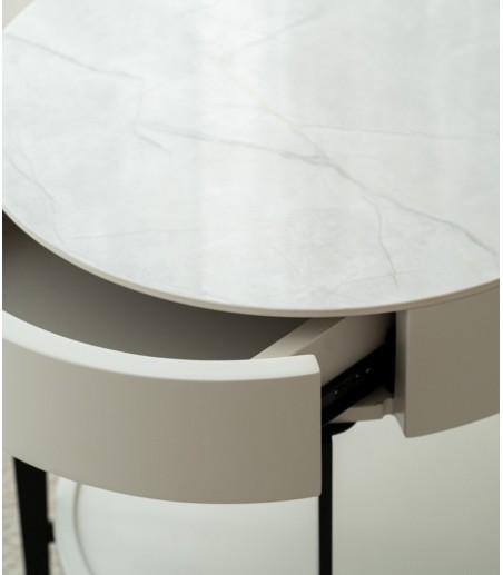 Mesa auxiliar N. 51 cerámico blanco y metal - VP Interiorismo