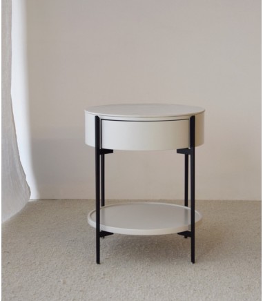 Mesa auxiliar N. 18 mármol cerámico blanco - VP Interiorismo