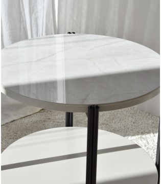 Mesa auxiliar N. 16 mármol cerámico blanco - VP Interiorismo 2