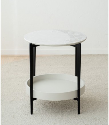 Mesa auxiliar N. 52 metal cerámico blanco - VP Interiorismo