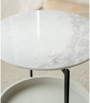Mesa auxiliar N. 52 metal cerámico blanco - VP Interiorismo 2